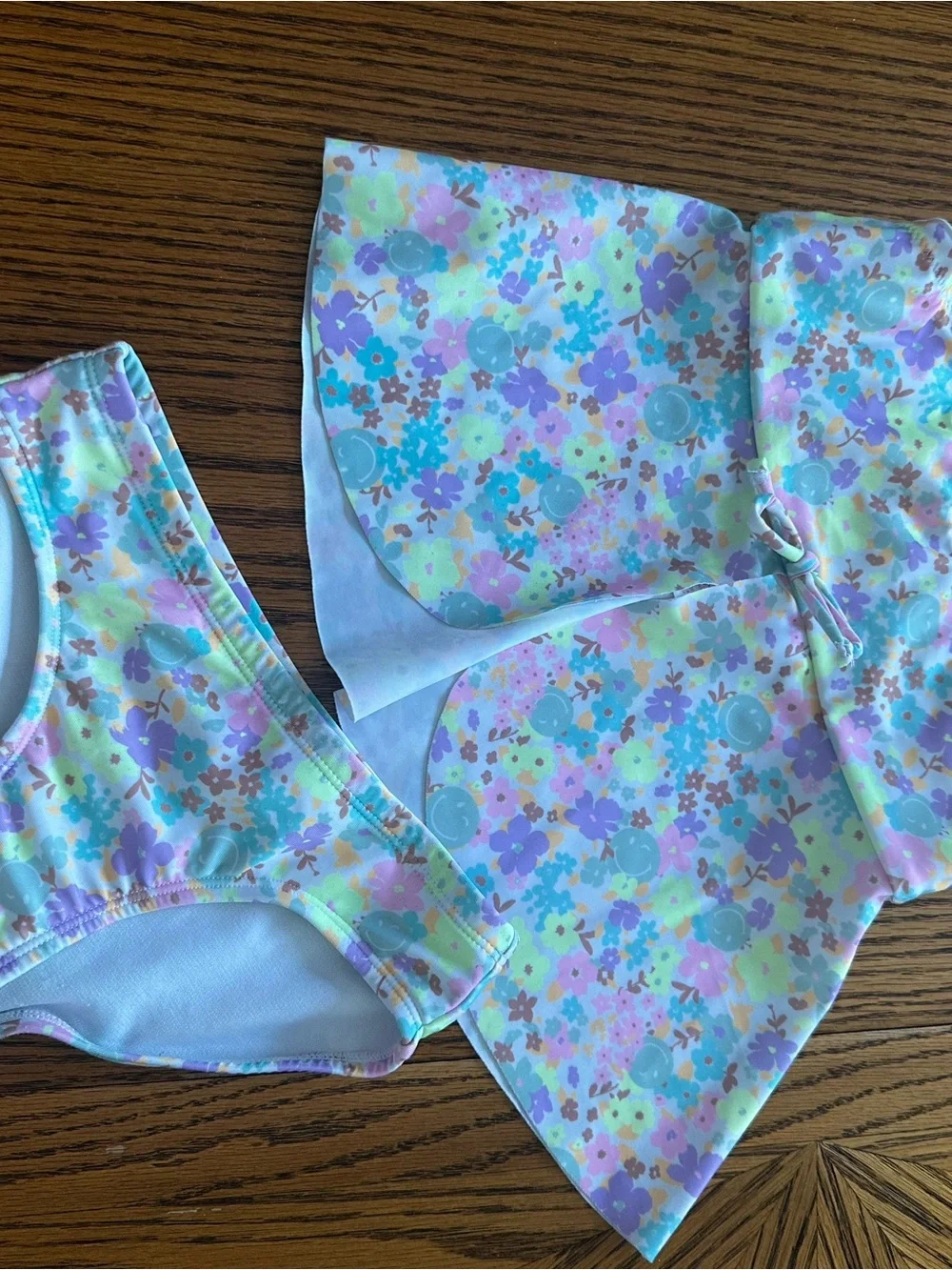Justice Pastel Floral Two-Piece Swim Set - Pink, Purple, Blue, Yellow, Mint